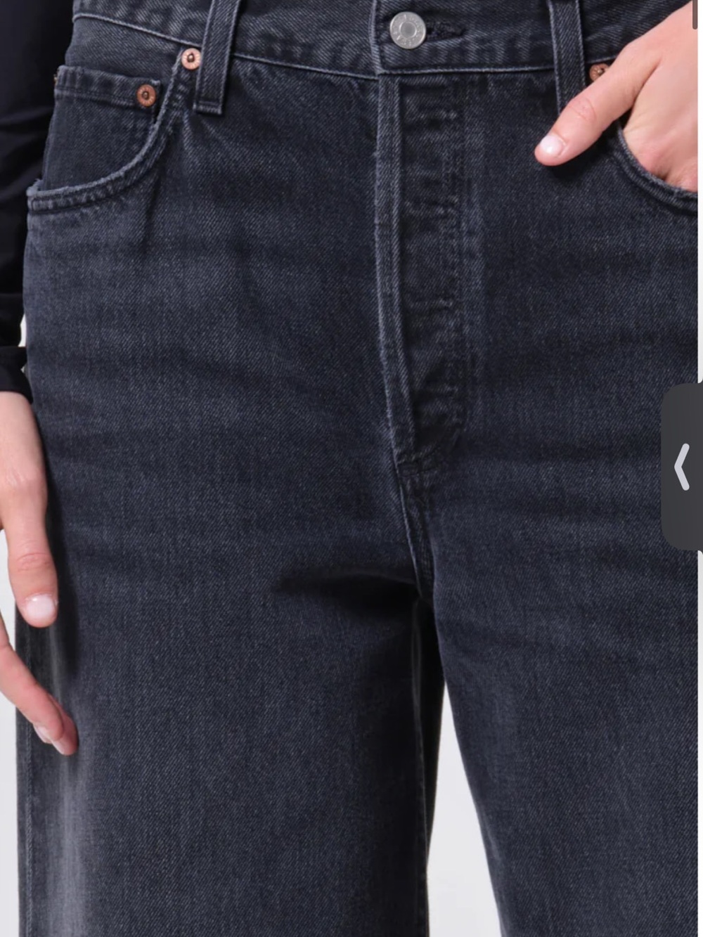 Agolde Black Washed High-Rise Straight Leg Jeans in Recess - Picture 3 of 7